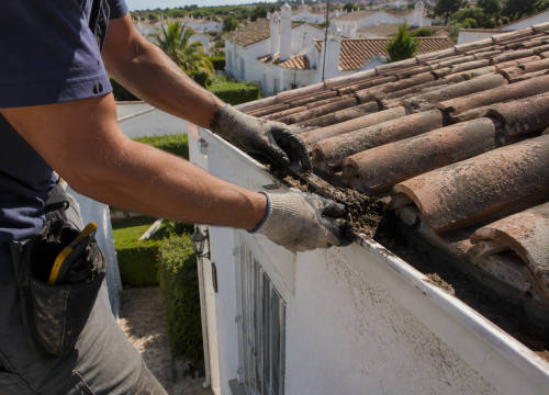Limpeza de algerozes no distrito de Faro